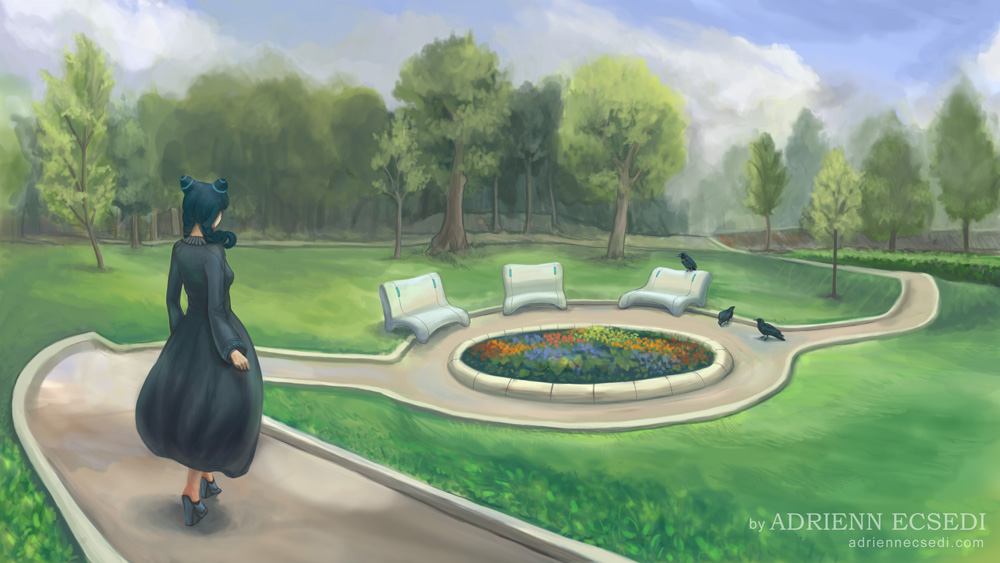 Séta a parkban - Ecsedi Adrienn digitális festménye
