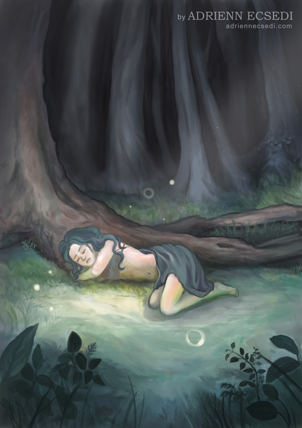 Az erdőben aludni - Ecsedi Adrienn digitális festménye
